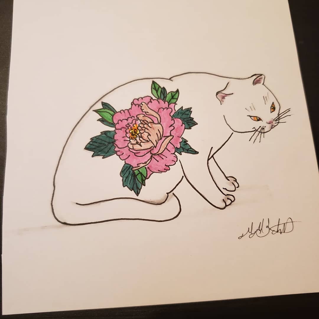 Mon Mon Cat Pink Peony Design Etsy Mon Mon Cat Pink Peony Design Etsy