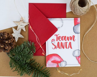 Weihnachtskarte | Klappkarte mit Kuvert | "Team Santa"
