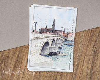 Postkarte | „Steinerne Brücke" | Regensburg | Bayern