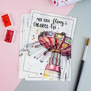 Postkarte | Grußkarte | "Wellenfliaga" | Kettenkarussell