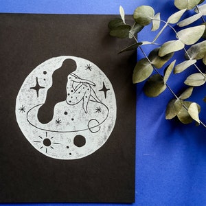 Impressão artística SPACE NUDE/Original Lino - Original Lino-Kunstdruck