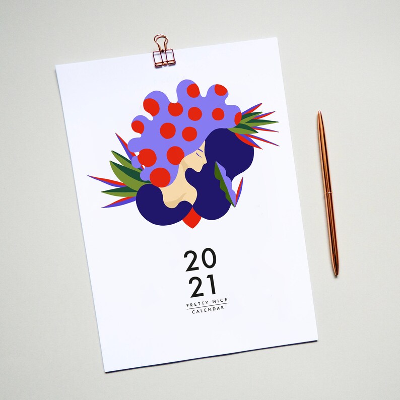 2021 illustrated wall art calendar A4 2021 Kunstkalender Etsy