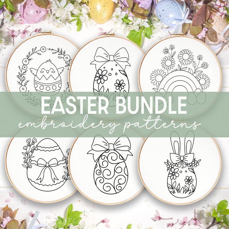 Easter Hand Embroidery Pattern Bundle, DIY Decor (digital Download) - Etsy