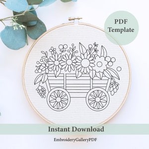 Sonnenblumen-Stickerei, PDF-Muster, frische Blumen, Blumenstand-Stickerei, Botanische Stickmuster, DIY-Stickerei, Handstickerei
