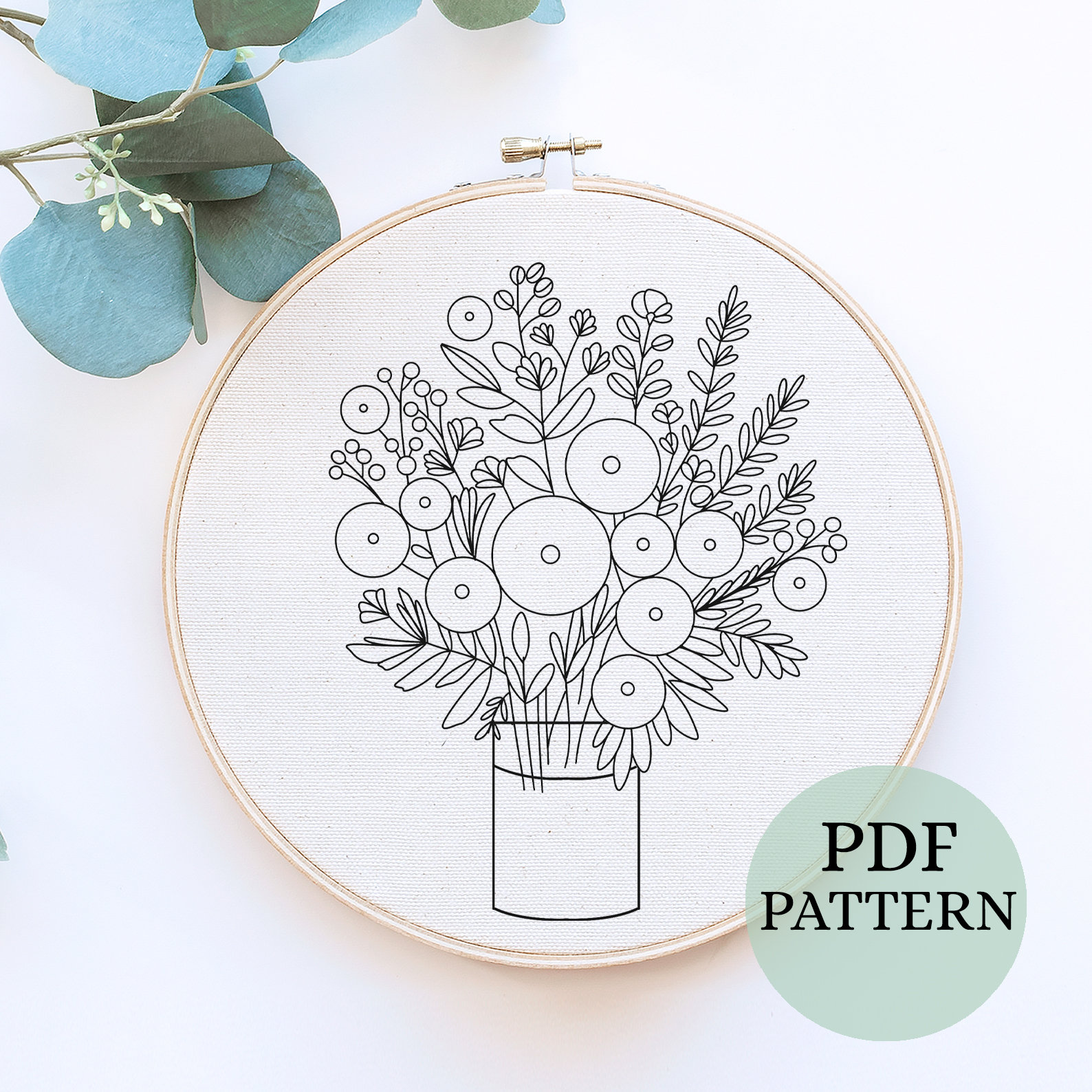 Flower in Jar Embroidery Pattern, Bouquet Embroidery, Floral Embroidery, Flower Hand Embroidery, Beginner Embroidery, DIY Elegant Embroidery - Etsy flower-in-jar-embroidery-pattern-bouquet-embroidery-floral-embroidery-flower-hand-embroidery-beginner-embroidery-diy-elegant-embroidery-etsy