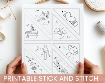 Cottagecore Embroidery Bookmark Pattern: Stick and Stitch Designs (PDF)