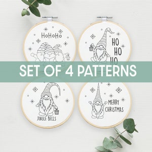Christmas Gnomes Hand embroidery Patterns, Embroidery gnomes, Christmas gnomes, Christmas decor, hand embroidery patterns, Christmas DIY