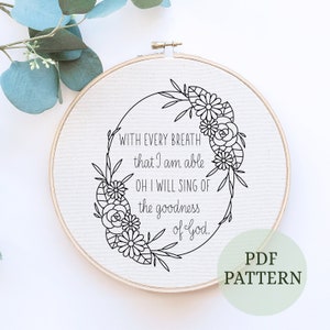 Bible hand embroidery, scripture design, Modern Embroidery, bible verse, DIY home wall deco, idea gift, quote embroidery, floral hoop art