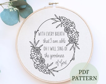 Floral Bible Verse Embroidery Pattern: DIY Scripture Design (PDF Pattern)