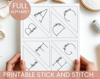 Motif de broderie alphabet botanique : monogramme de serviette de table à faire soi-même (motif PDF)