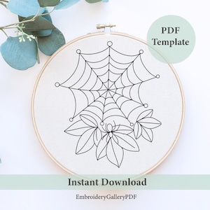 Halloween Spider Web, Hand embroidery, PDF pattern, hand embroidery hoops, Simple embroidery, Spooky Fall Embroidery , printable embroidery