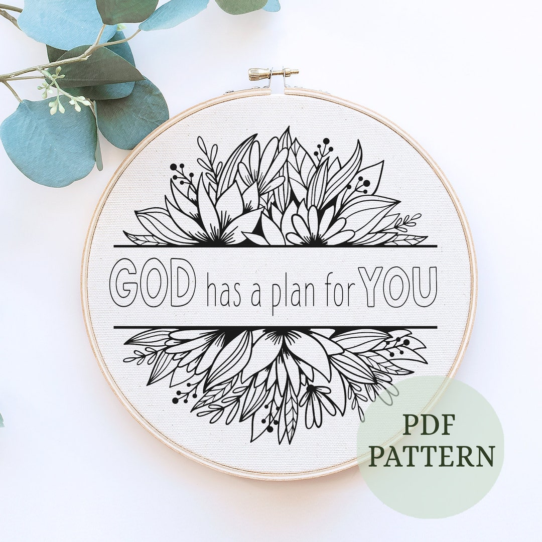 Floral Wreath Embroidery Pattern: Christian Verse Decor, Hoop Art (PDF ...