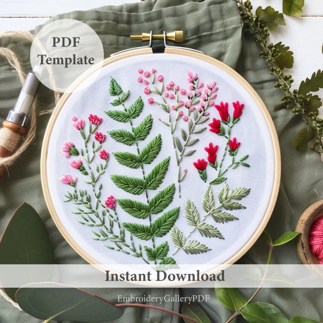 Floral Bouquet Hand Embroidery Template, DIY Embroidery, Pdf Pattern ...