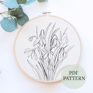 DIY Hand Embroidery Pattern PDF, Hand Embroidered Flower Garden, Instant Download PDF, Beginner Simple Wild Flower Minimalistic Line Art