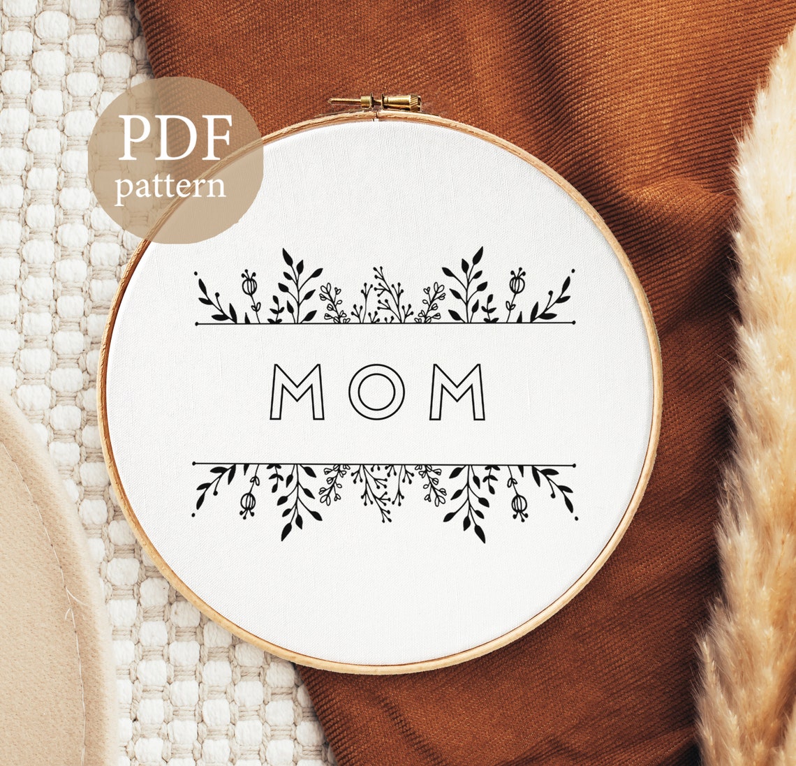 Digital PDF Pattern Mom Embroidery Design Floral Hand - Etsy