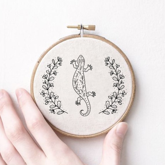 Embossing Patterns Lizard Lazy Lizards PDF Embroidery Pattern Instant Download Hand | Etsy