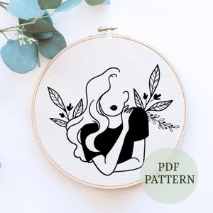 Female Plant Embroidery Pattern, Plant woman Embroidery Pattern PDF, Modern Embroidery Pattern, Embroidery Hoop Art, PDF Instant Download