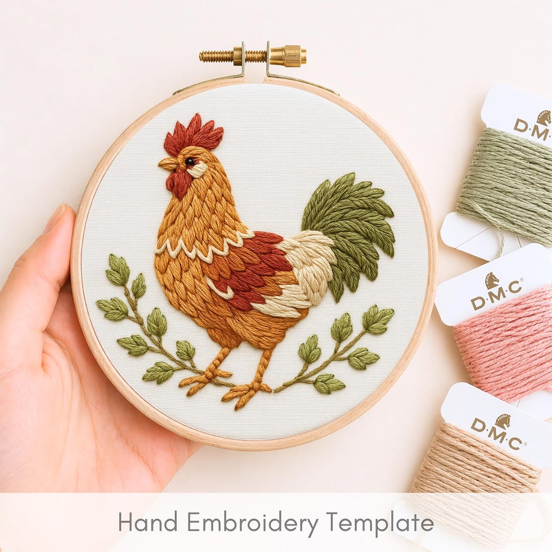 Free Printable Rooster Patterns.pdf Rooster Embroidery Pattern: Floral Farmhouse Decor, PDF File (printable ...
