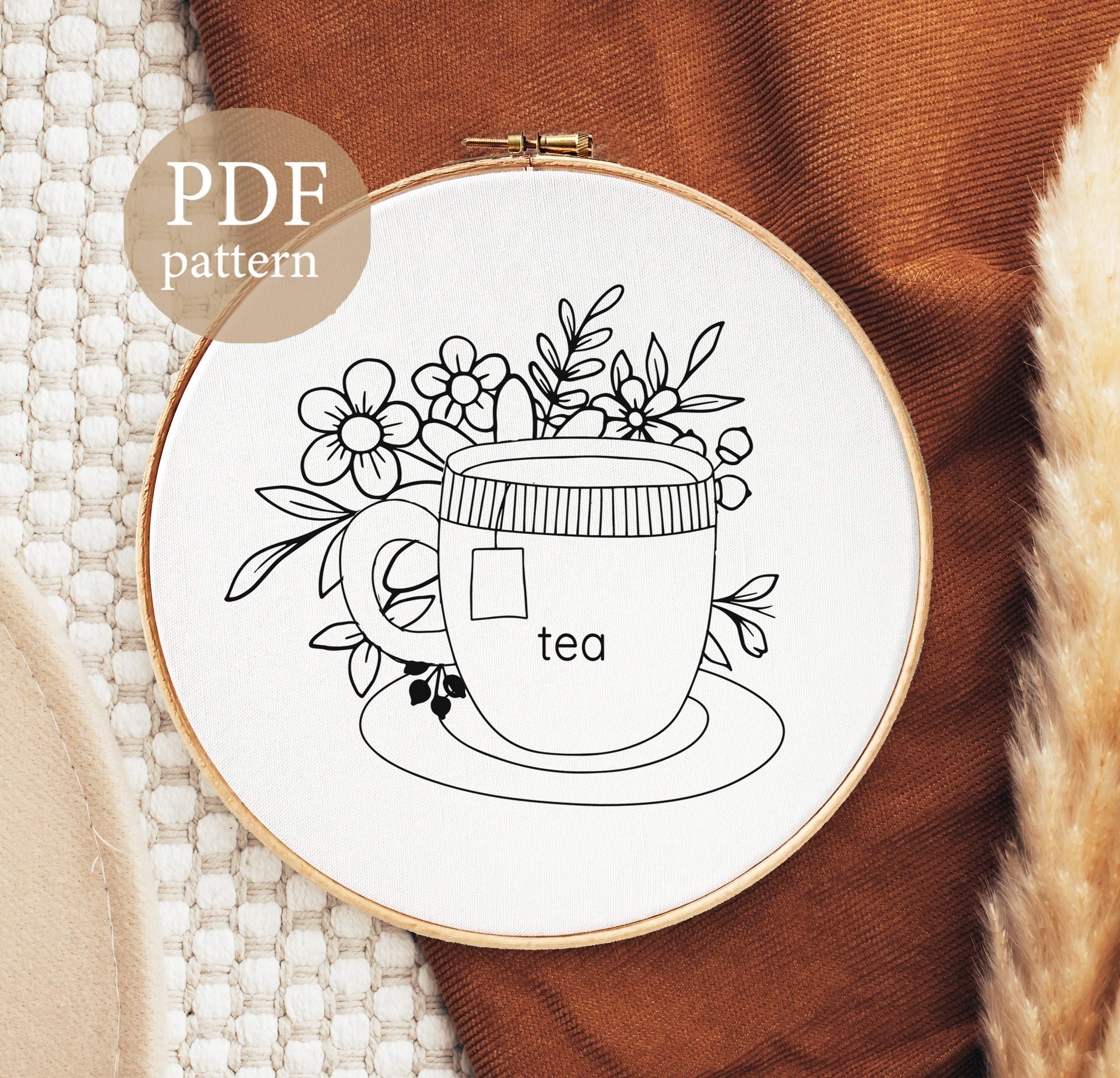 iThinksew - Patterns and More - 5”X 9 Tea Cup Oval Shape Embroidery PDF  Pattern
