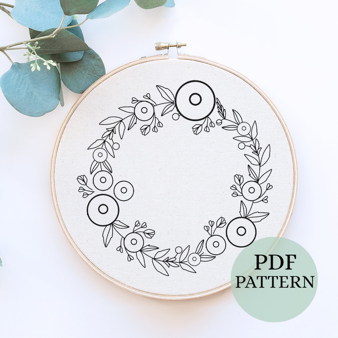 Floral Wreath Embroidery Pattern: Beginner Hand Stitch (PDF Pattern) - Etsy