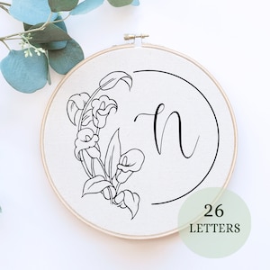 Beginner Hand Embroidery, Monogram Embroidery, Alphabet Letters Hand Embroidery Pattern, Floral Embroidery, Easy Hand Embroidery Designs