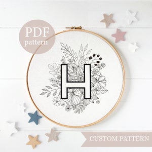 LETTER Embroidery PDF Pattern - letter embroidery, initial embroidery, monogram embroidery, beginner&#39;s embroidery, embroidery pattern