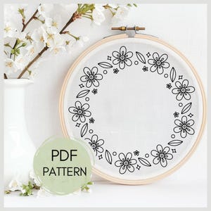 PDF Aro de bordado con corona floral en color rosa perfecto, bordado a mano, labores de aguja, corona, rosa, pasteles, bordado floral, bricolaje, manualidades de bricolaje