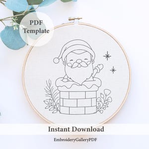 Jolly Santa Hoop, Love Embroidery, Digital Hand Embroidery Pattern, Instant Download, Christmas Nativity Embroidery Pattern, Christmas decor
