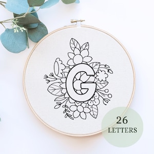 Beginner Embroidery - Monogram Embroidery - Letter Embroidery Pattern - Floral Embroidery - Easy Hand Embroidery Designs, initial embroidery