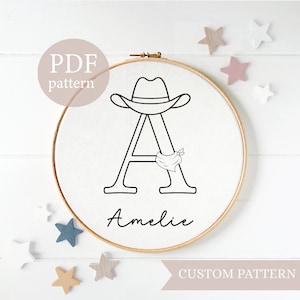 Custom Name, Embroidery Name Hoop, Hand Embroidery, Personalized gift, Cowboy Embroidery, baby gift idea, DIY custom gift, embroidery trendy