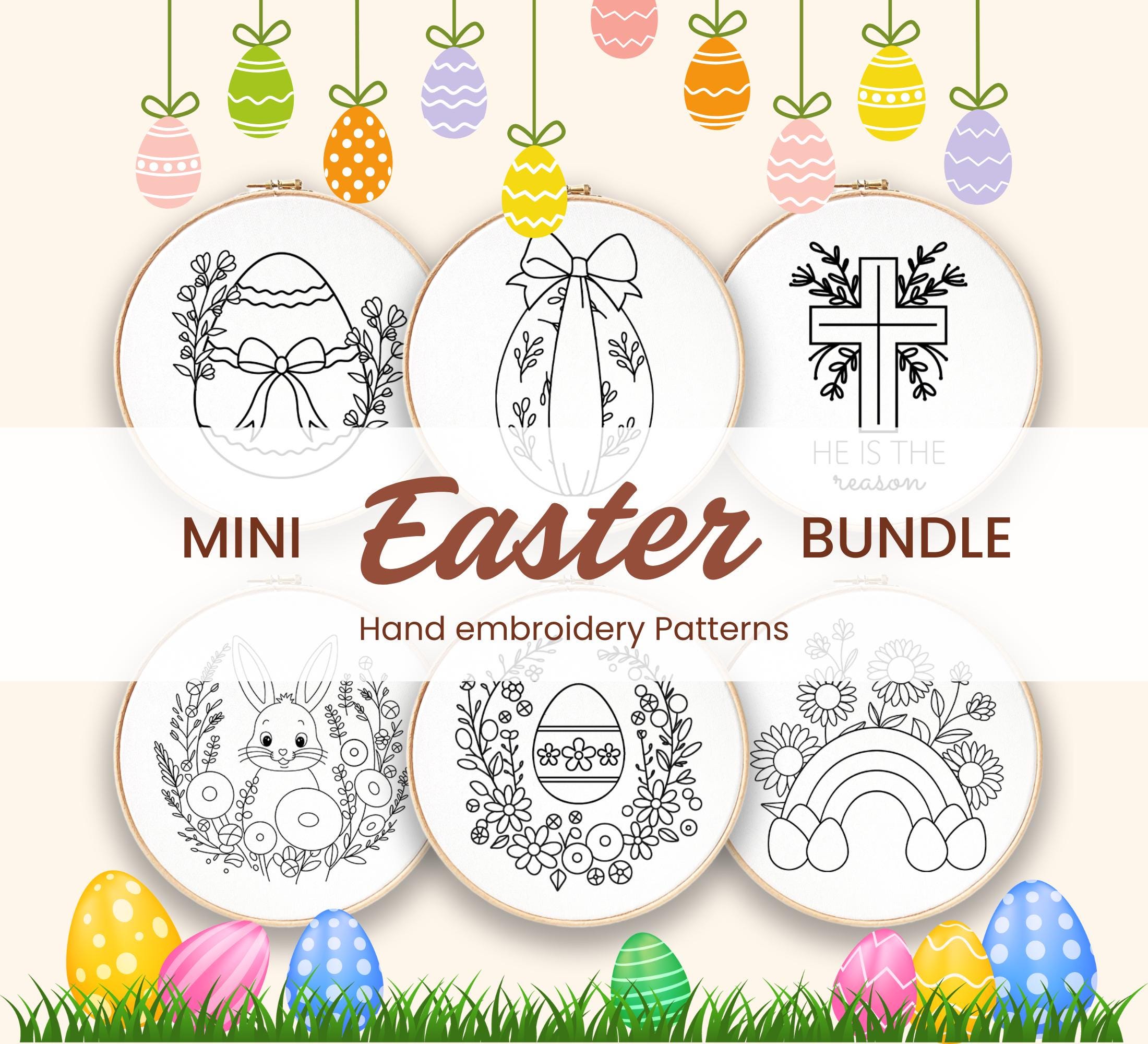 Easter Hand Embroidery Pattern Bundle, DIY Decor (digital Download) - Etsy