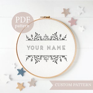 Custom Name Embroidery Hoop Kit, Embroidered Name Hoop, Hand Embroidery, Personalized gift, Baptism Name Embroidery Hoop, baby gift idea