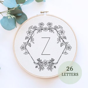 Alphabet letters Set, Embroidery PDF Pattern, Wildflower Embroidery, Beginner Hand Embroidery, DIY Nursery Decor, Flowers Embroidery Design