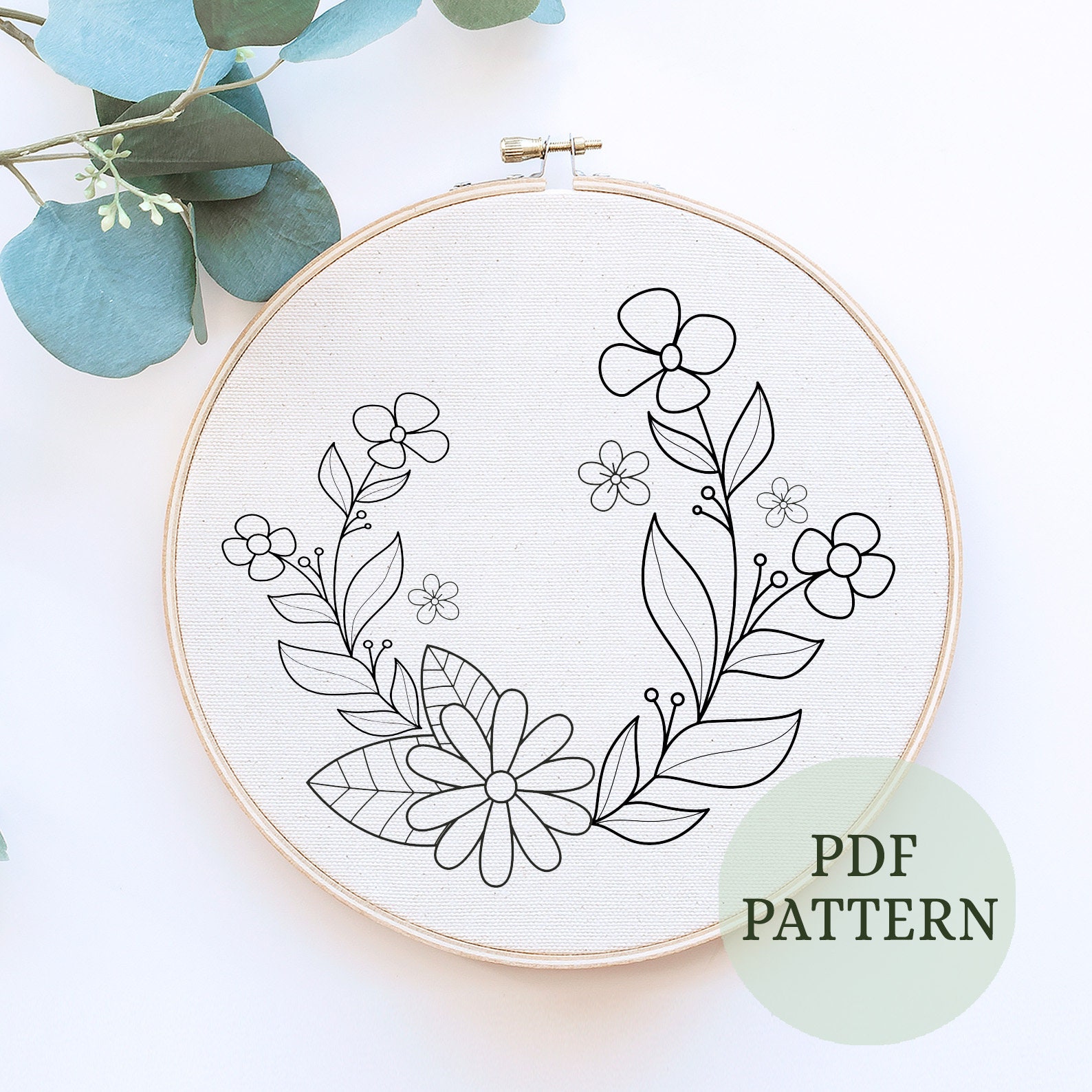 Easy Embroidery Pattern, Beginner Embroidery, Lavender Flowers, Instant  Download PDF, Baby Girl Nursery Decor 