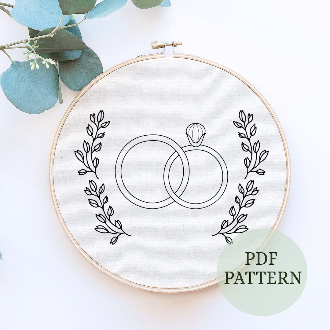 Wedding Rings Hand Embroidery Design Wedding Rings Etsy