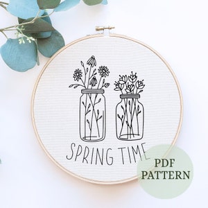 Wildflowers embroidery pattern, beginner embroidery PDF pattern, botanical embroidery designs, Hand embroidery pattern, Embroidery pattern