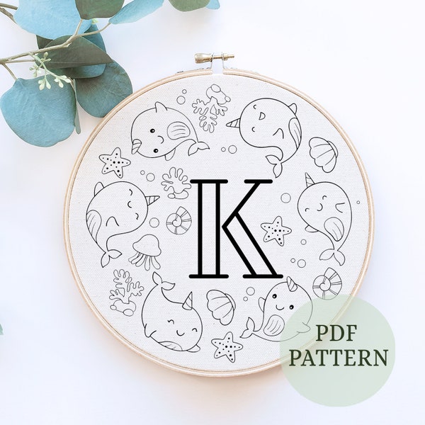 Shells hand embroidery pattern, modern embroidery pattern PDF, Corals and Sea Fishes Hand Embroidery Pattern | Digital Download | 6 inches