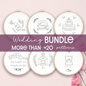 Wedding design Bundle Embroidery, Hand Embroidery Patterns, 20 wedding Collection, PDF Embroidery Pattern, Beginner Pattern, Digital PDF