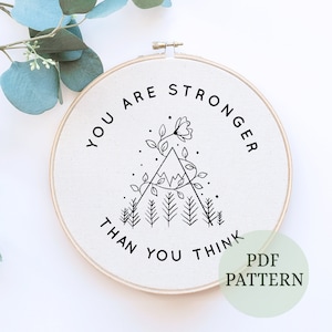 Sie sind stärker als Sie wissen Stickmuster, Lustiger Spruch, Overthink, Stickmuster, Hoop Art, Handstickerei, Moderne Stickerei