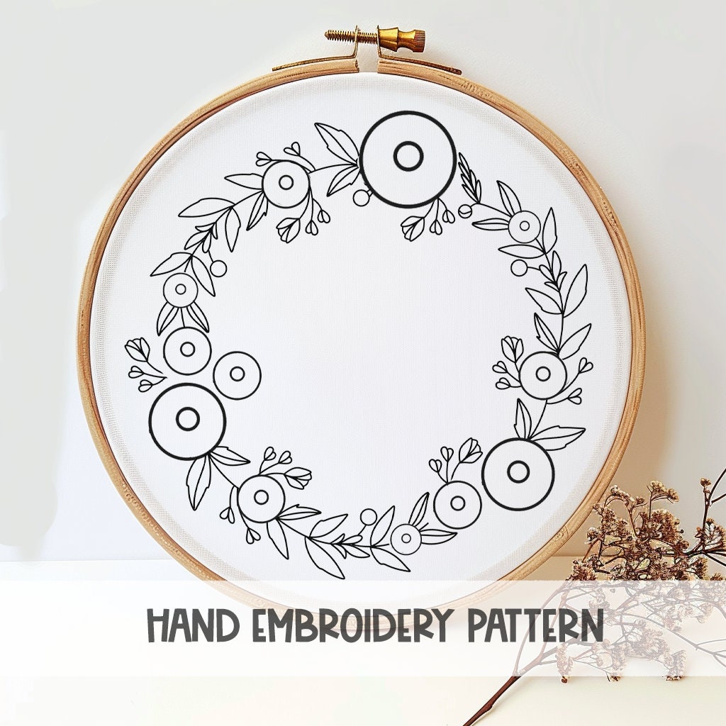 Floral Wreath Embroidery Pattern: Beginner Hand Stitch (PDF Pattern) - Etsy
