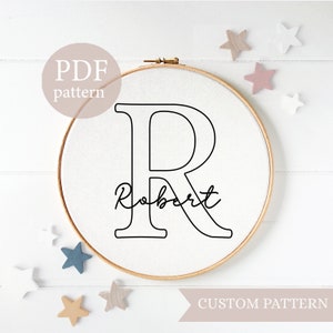 Bordado de letras iniciales, letras del alfabeto, decoración de guardería, patrón de bordado a mano, patrón de bordado, 6 tamaños, patrón en pdf, regalo hecho a mano
