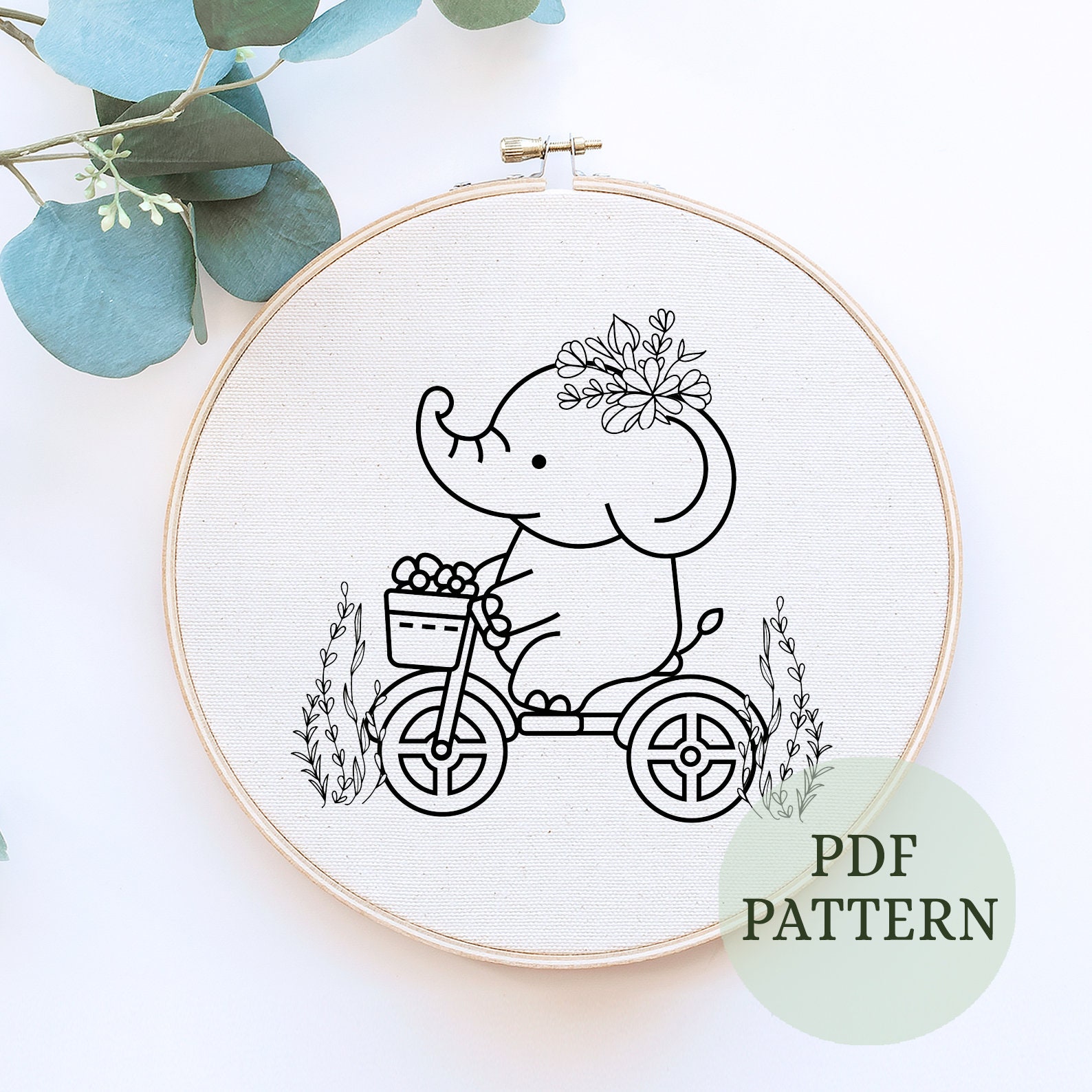 動物刺繍とパターン 象の刺繍パターン 3 点セット、初心者向け刺繍パターン、象の