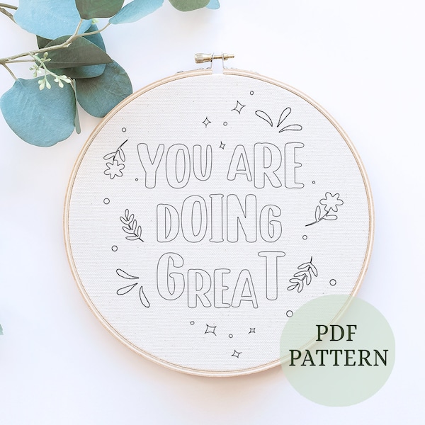 Hand Embroidery PDF Pattern, Lettering Quote, Beginner Embroidery, PDF Instant Download, Modern Hand Embroidery,Adult Craft,Pattern Template