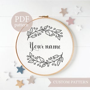 Custom embroidery, DIGITAL PATTERN, Custom Embroidery Pattern,Alphabet letter with Floral Wreath, Naptime Crafting, DIY Decor, nursery decor