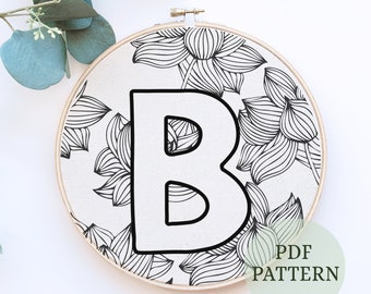 Floral Alphabet Embroidery Pattern: 26 Letter Designs (PDF Pattern)