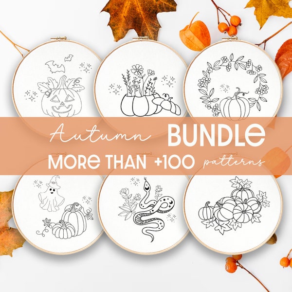 EMBROIDERY PAKET, Kürbis, Geist Stickmuster, Halloween-Kollektion, PDF Stickmuster, Halloween Designs, Stickvorlagen