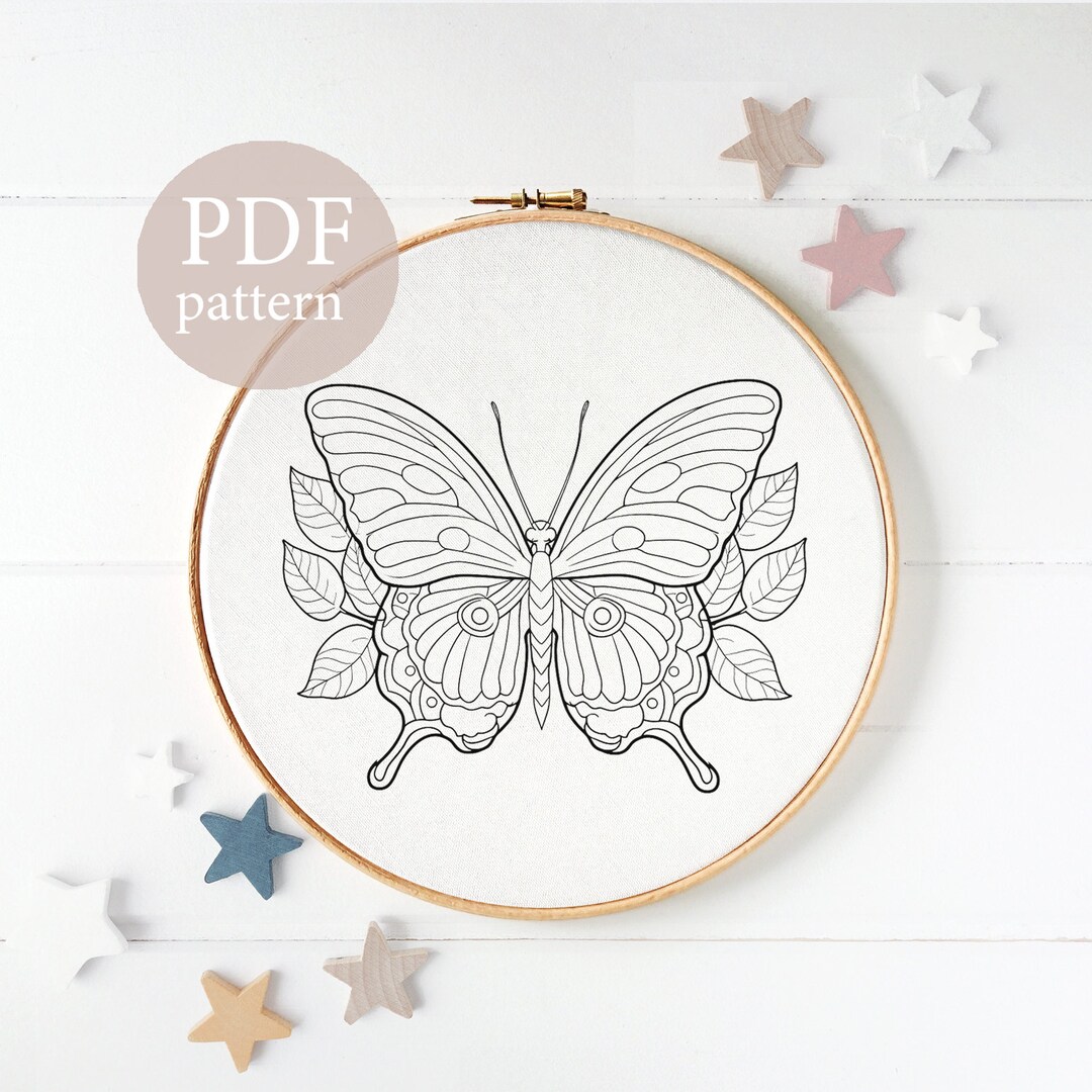 Butterfly Embroidery Hand Embroidery DIY Embroidery - Etsy