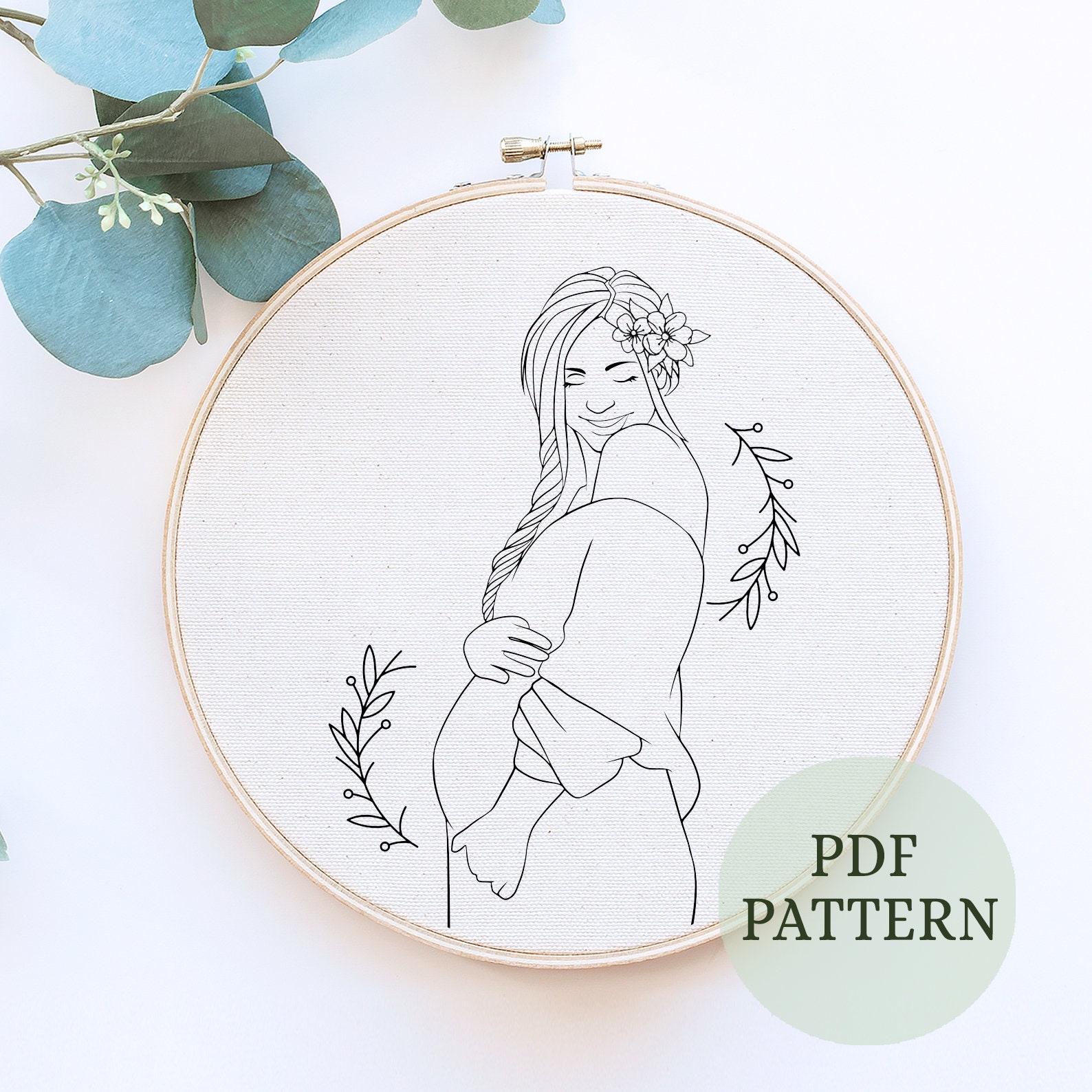 Nude Pregnant Lady Embroidery Kit / Body Positivity Hoop Art / Pregnancy  DIY Kit / Craft Kit / Floral Embroidery / Nursery / Gift for Mother 