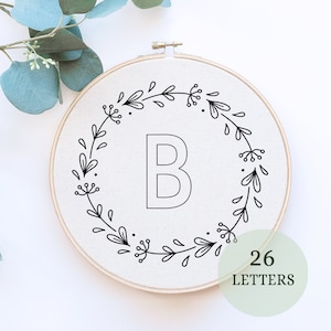 Beginner Embroidery - Monogram Embroidery - Letter Embroidery Pattern - Floral Embroidery - Easy Hand Embroidery Designs, initial embroidery