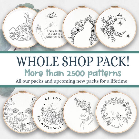 2600+ Embroidery Template Super Bundle: Lifetime Access, beginner friendly (PDF Download)